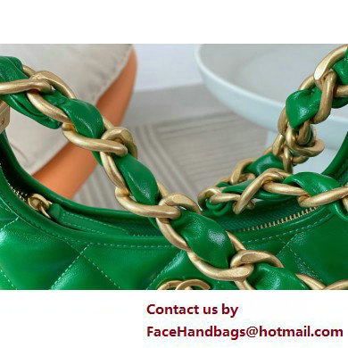 Chanel Shiny Lambskin  &  Gold-Tone Metal Small Hobo Bag Green AS4922 2025